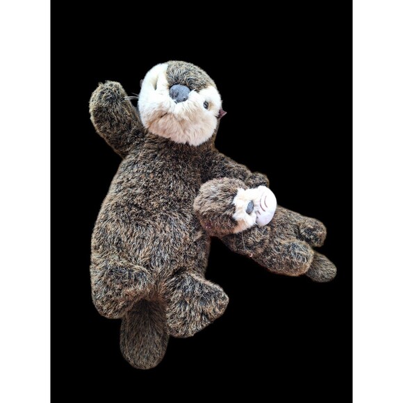 Alaskan Otter Momma and Baby Pup floating on their backs Realistic Fur Rare VGUC - Picture 9 of 12